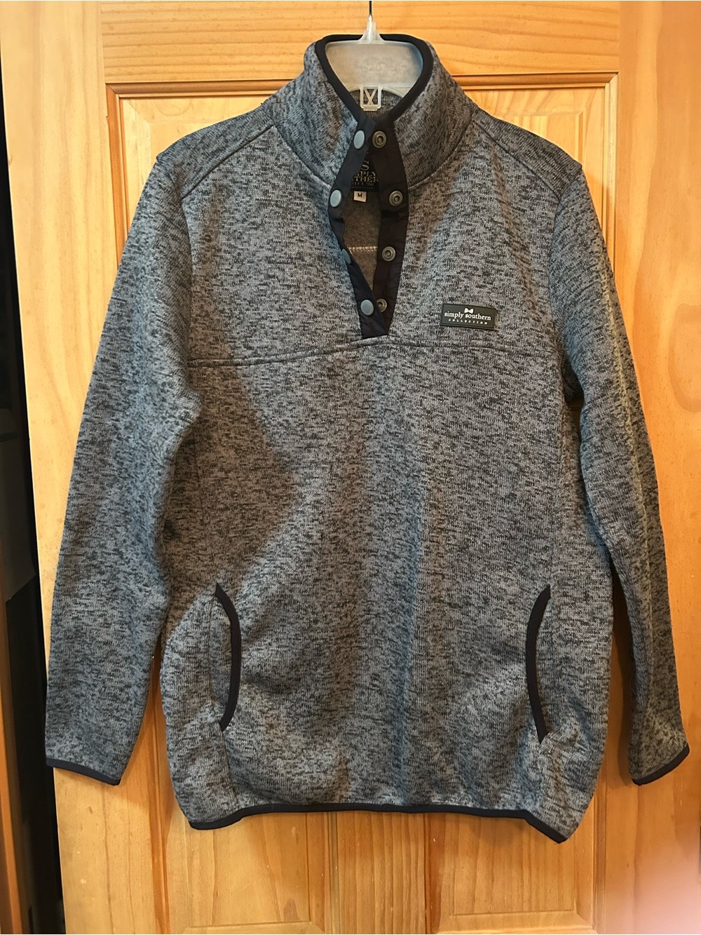 Women’s simply southern Gray Heather Snap-Placket Pullover Sweater